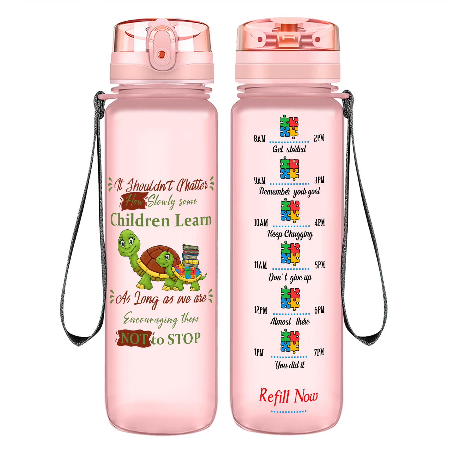 Children Learn Encourage Them Not to Stop Motivational Tracking Water Bottle