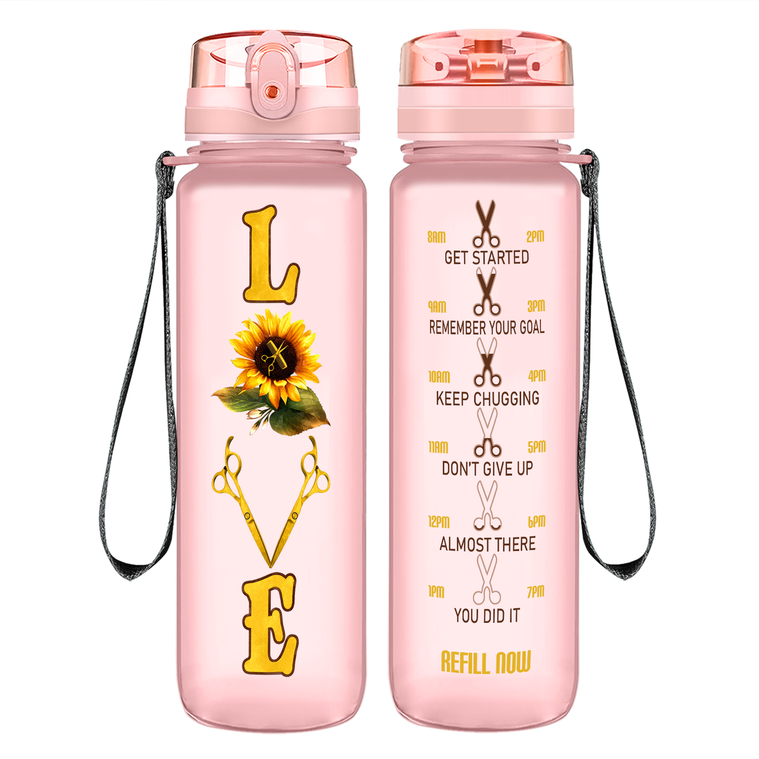 Sunflower Hairstylist Love on 32 oz Motivational Tracking Water Bottle