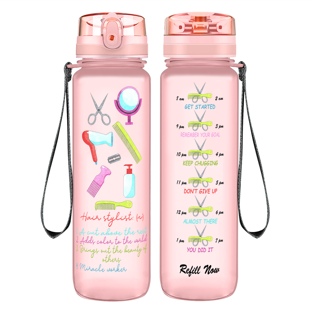 Hairstylist Miracle Worker on 32 oz Motivational Tracking Water Bottle