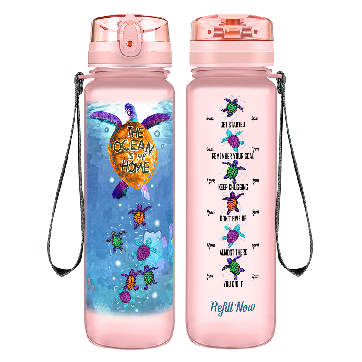 Turtles The Ocean Is My Home on 32 oz Motivational Tracking Water Bottle