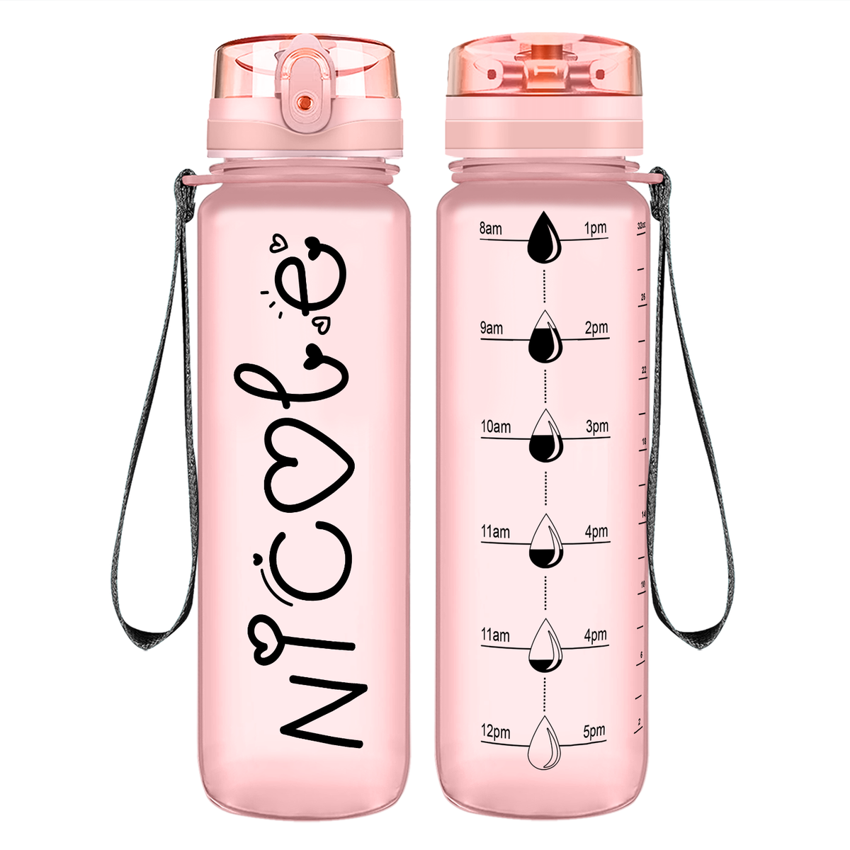 Personalized Girls on 32 oz Motivational Tracking Water Bottle