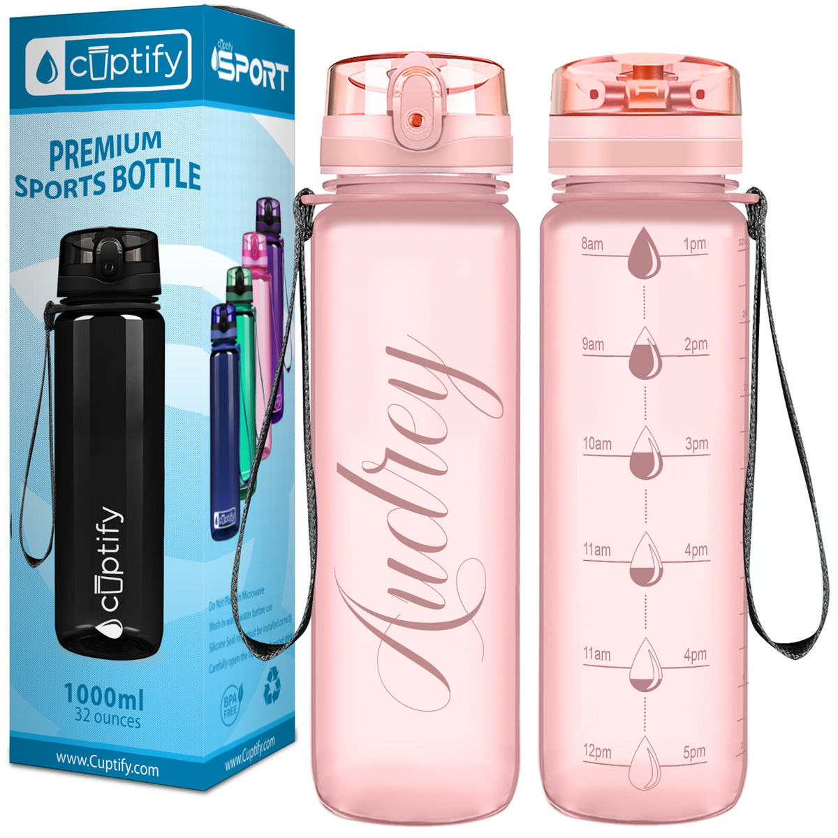Cuptify Personalized Rose Gold Frosted 32 oz Water Bottle