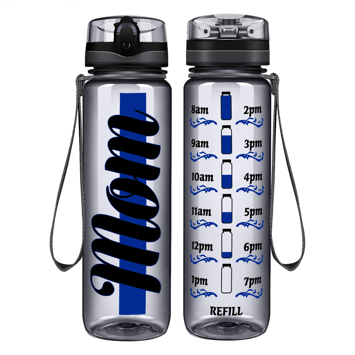 Police Mom on 32 oz Motivational Tracking Water Bottle