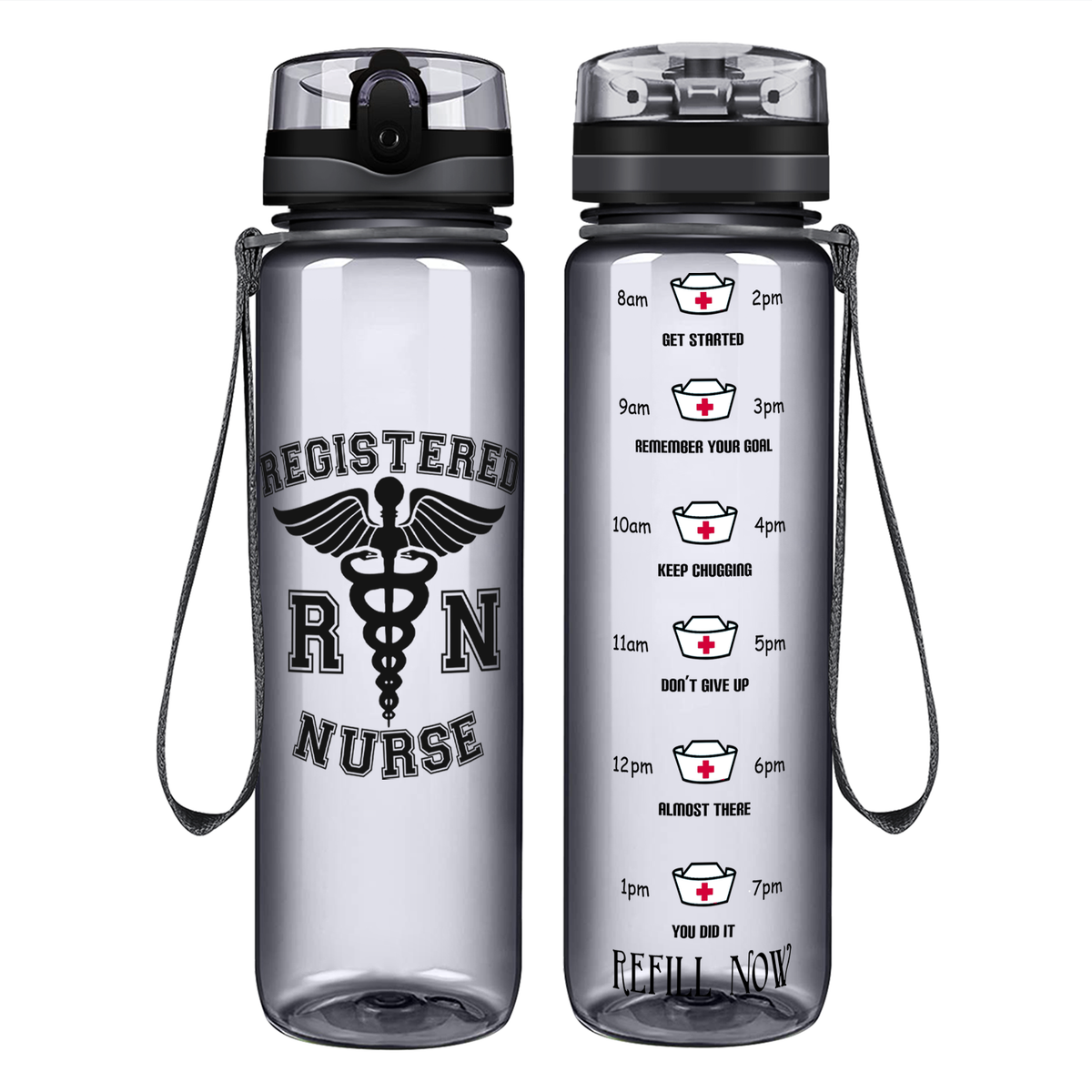 RN Nurse on 32oz Motivational Tracking Water Bottle