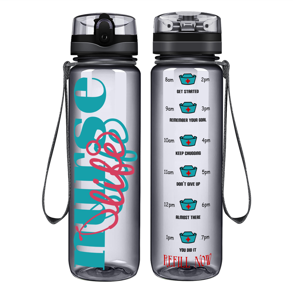 Nurse Life on 32oz Motivational Tracking Water Bottle