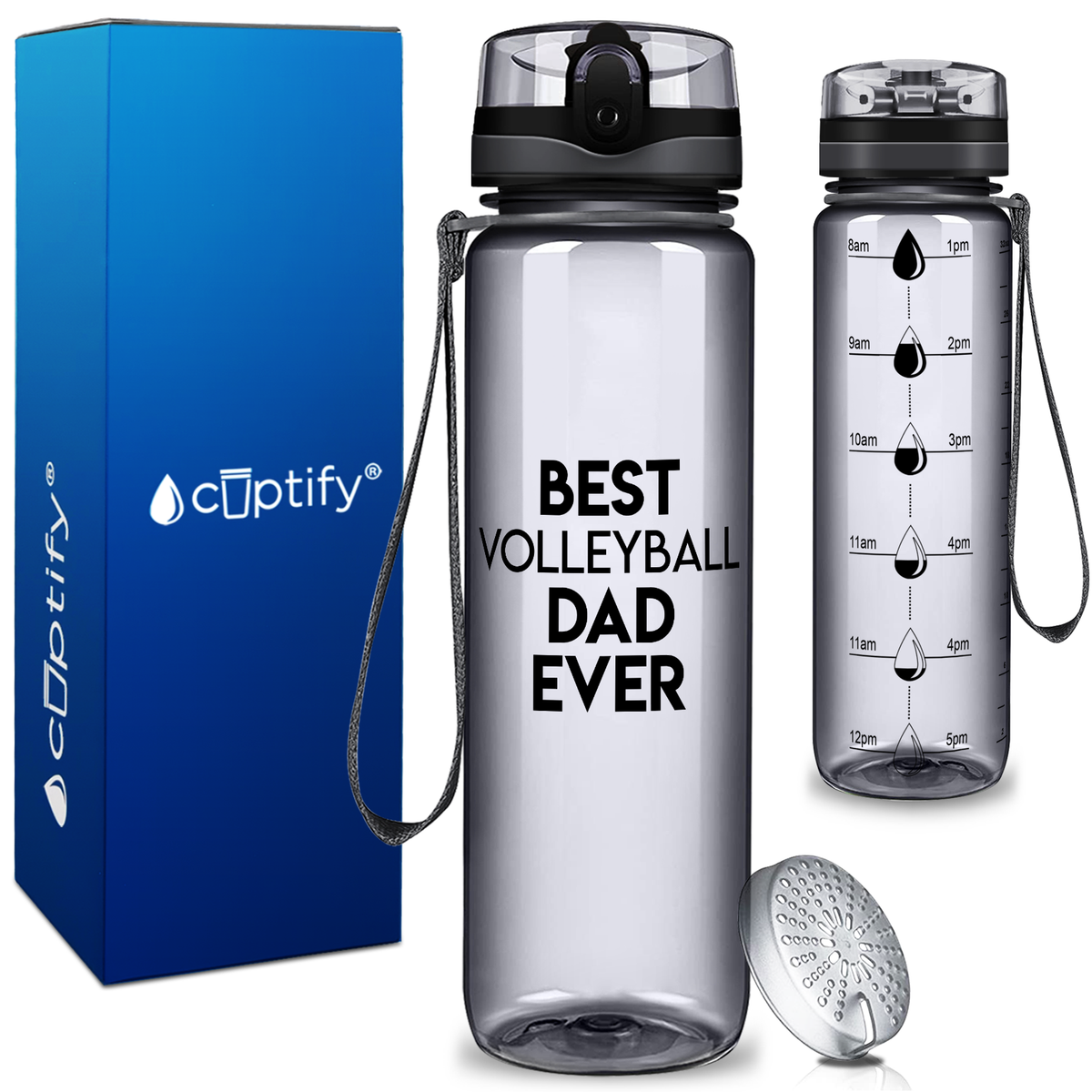 Best Volleyball Dad Ever on 32 oz Motivational Tracking Water Bottle