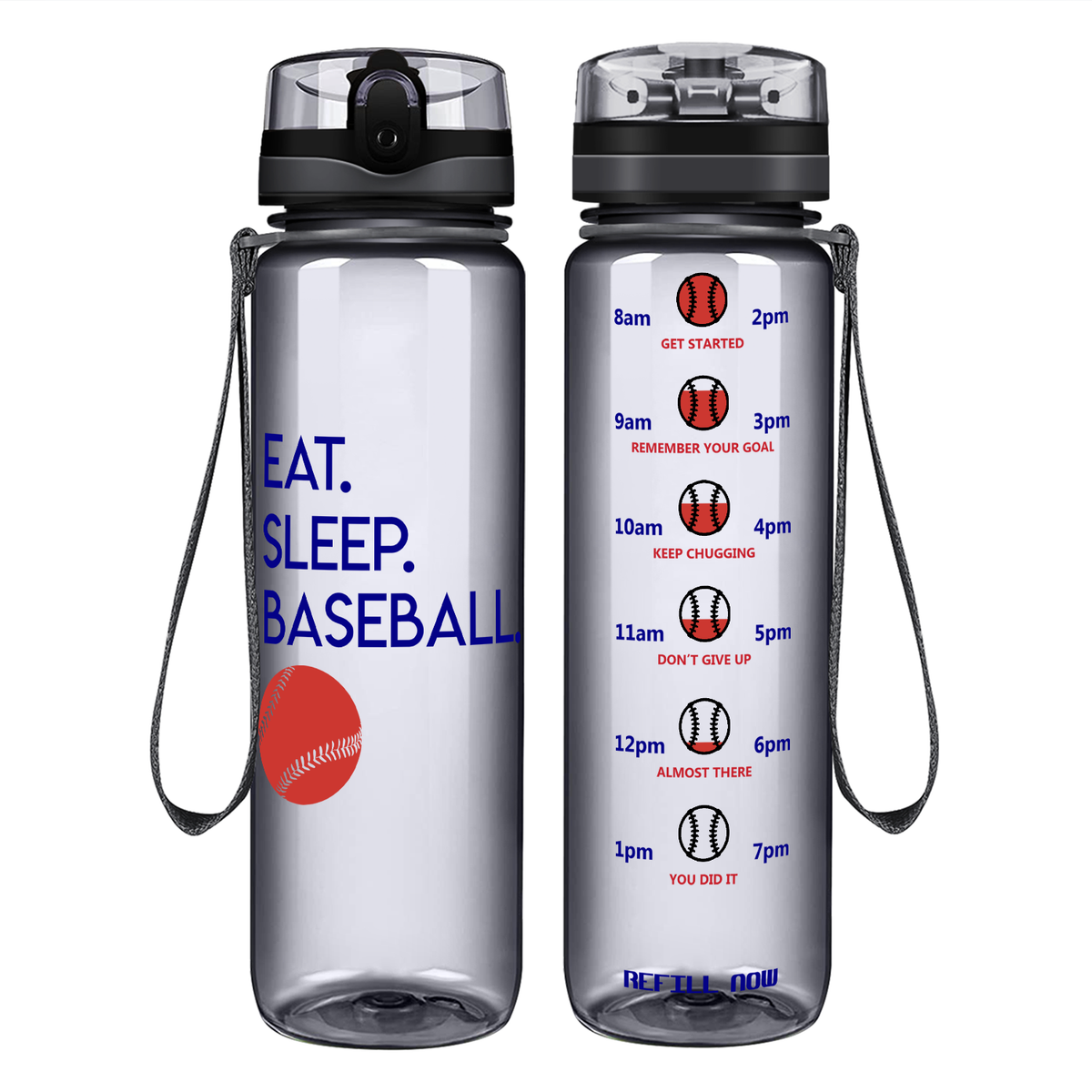 Eat Sleep Baseball on 32 oz Motivational Tracking Water Bottle