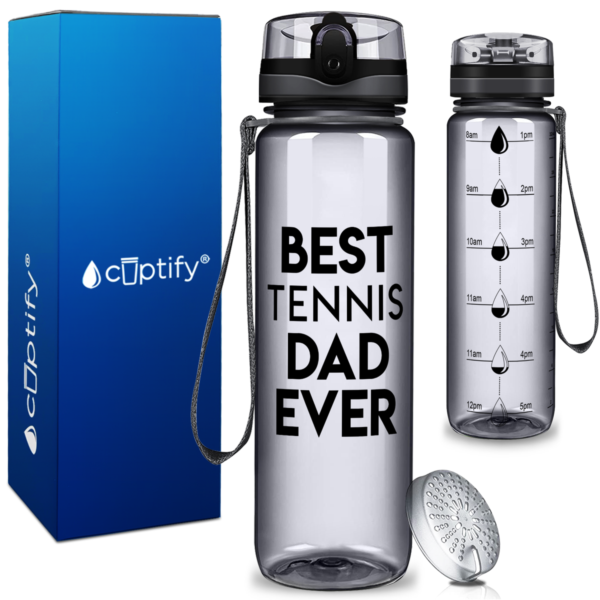 Best Tennis Dad Ever on 32 oz Motivational Tracking Water Bottle