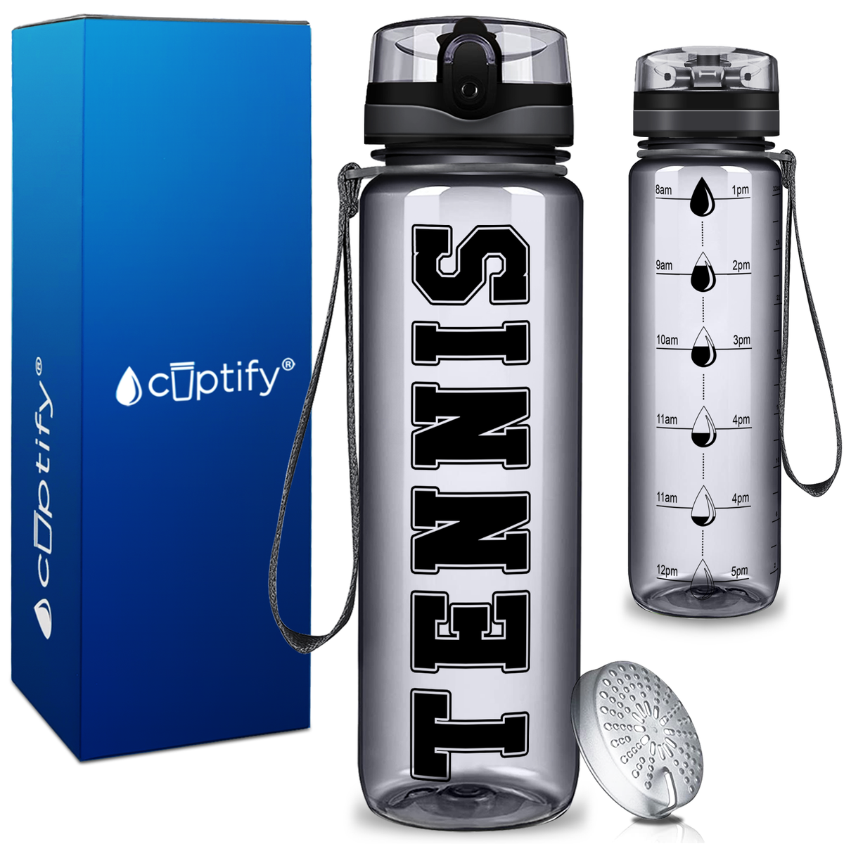 Tennis on 32 oz Motivational Tracking Water Bottle