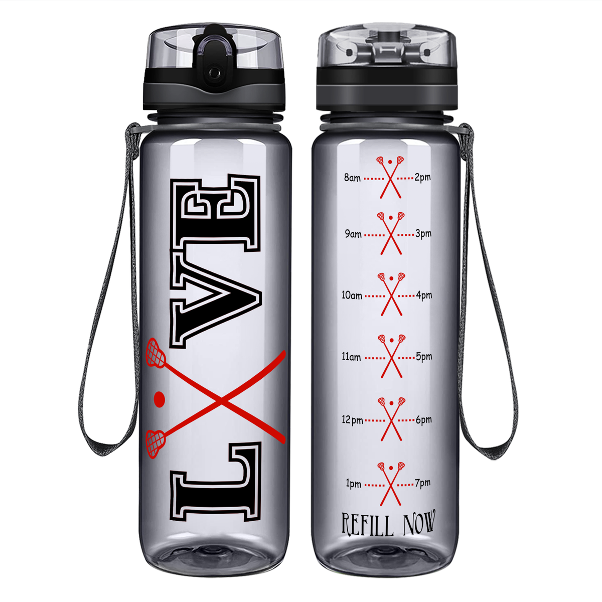 Lacrosse Love on 32 oz Motivational Tracking Water Bottle