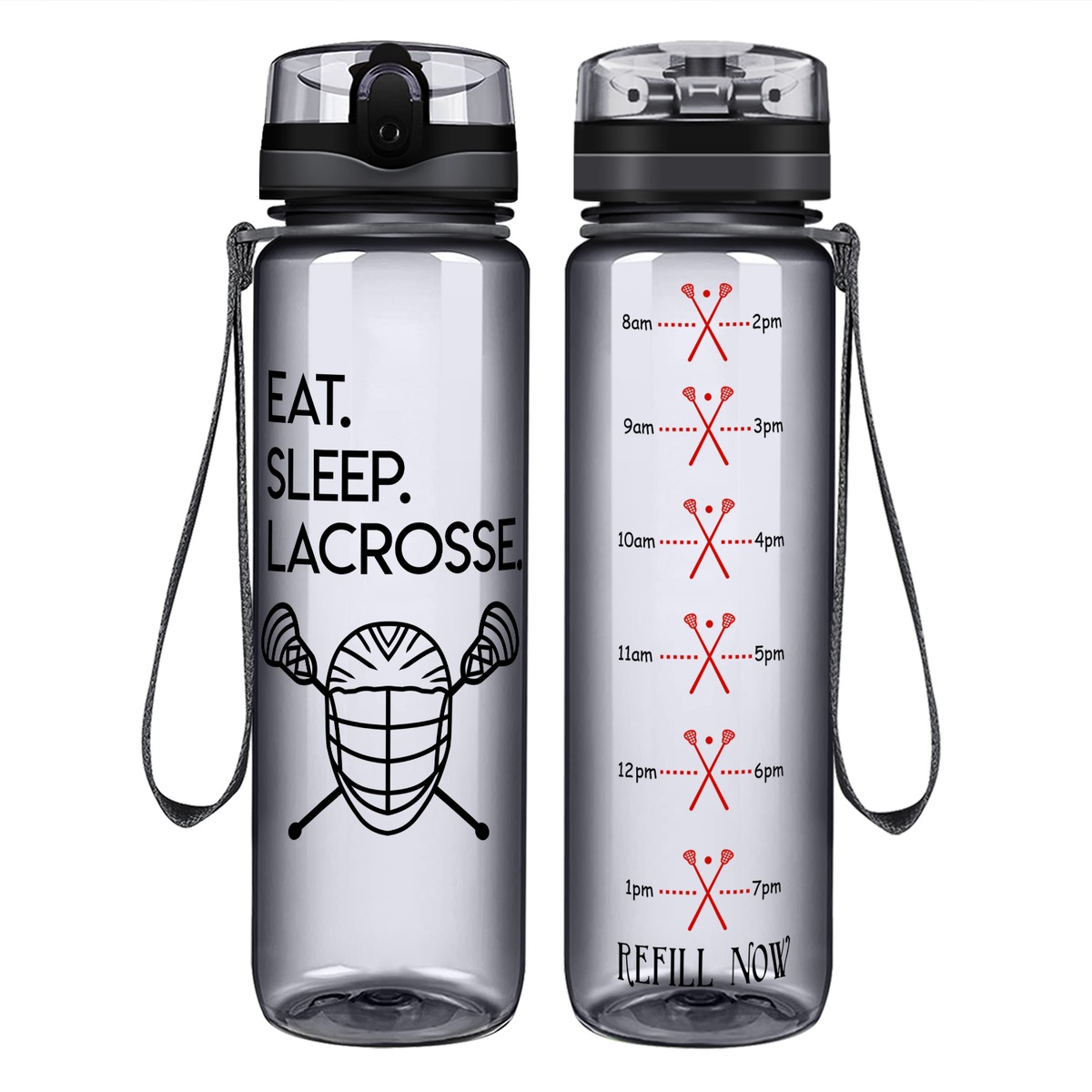 Eat Sleep Lacrosse on 32 oz Motivational Tracking Water Bottle