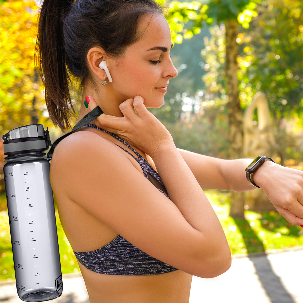 Smoke Gloss 32 oz Hydration Tracker Water Bottle