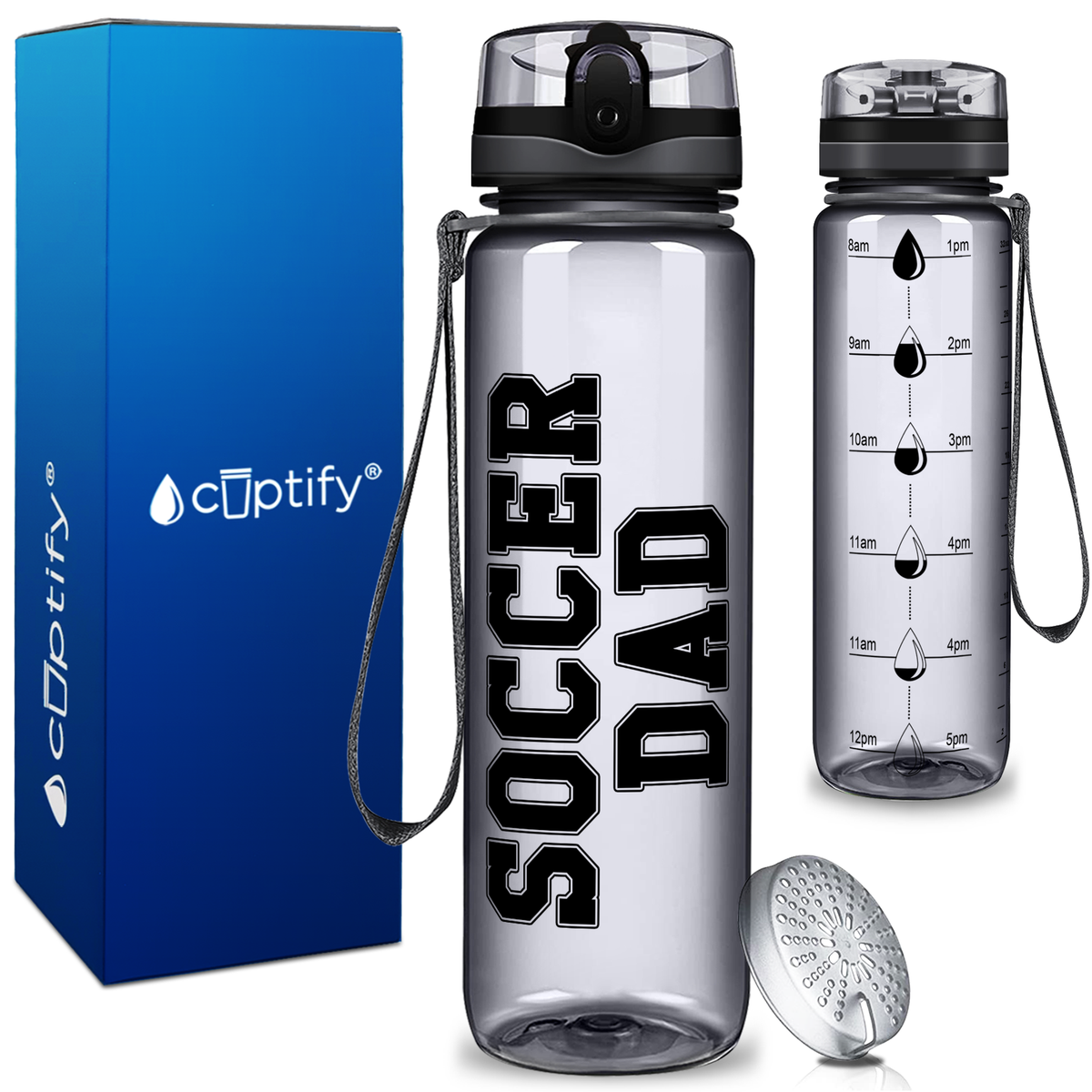 Soccer Dad on 32 oz Motivational Tracking Water Bottle