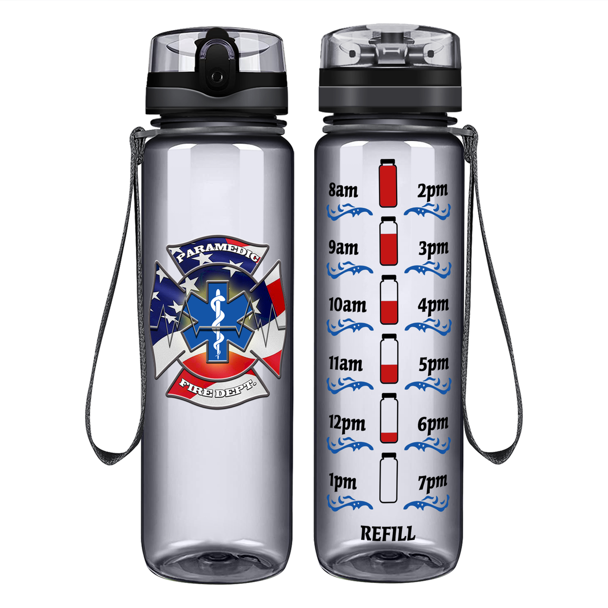 American Paramedic on 32 oz Motivational Tracking Water Bottle