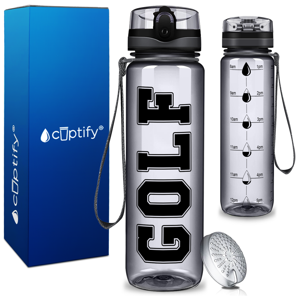 Golf on 32 oz Motivational Tracking Water Bottle