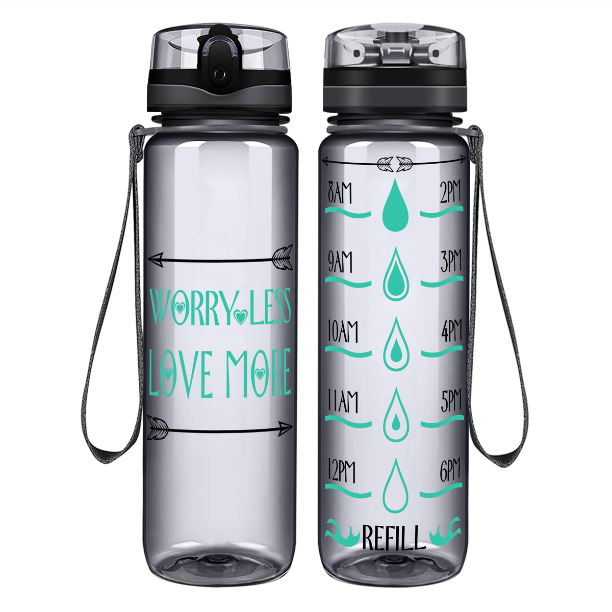 Love More Arrows on 32 oz Motivational Tracking Water Bottle