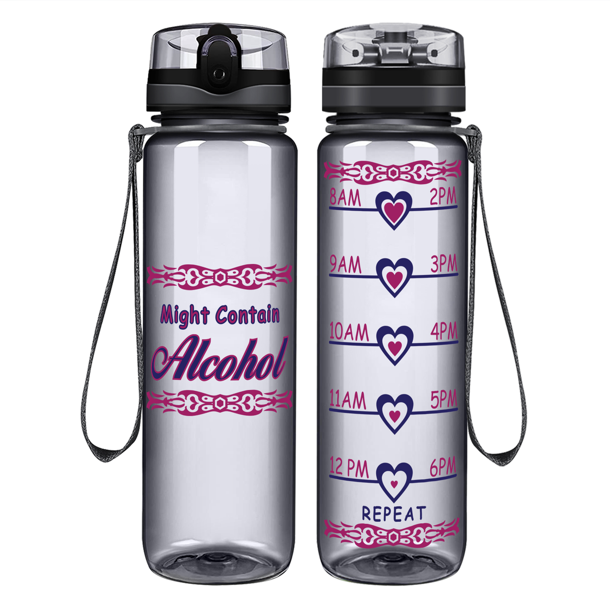 Might Contain Alcohol on 32 oz Motivational Tracking Water Bottle