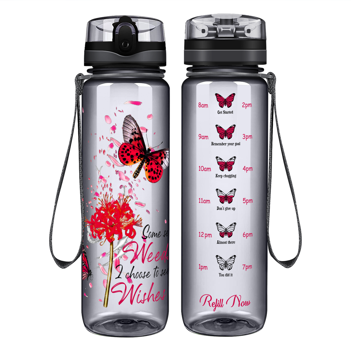 I Choose to See Wishes on 32 oz Motivational Tracking Water Bottle