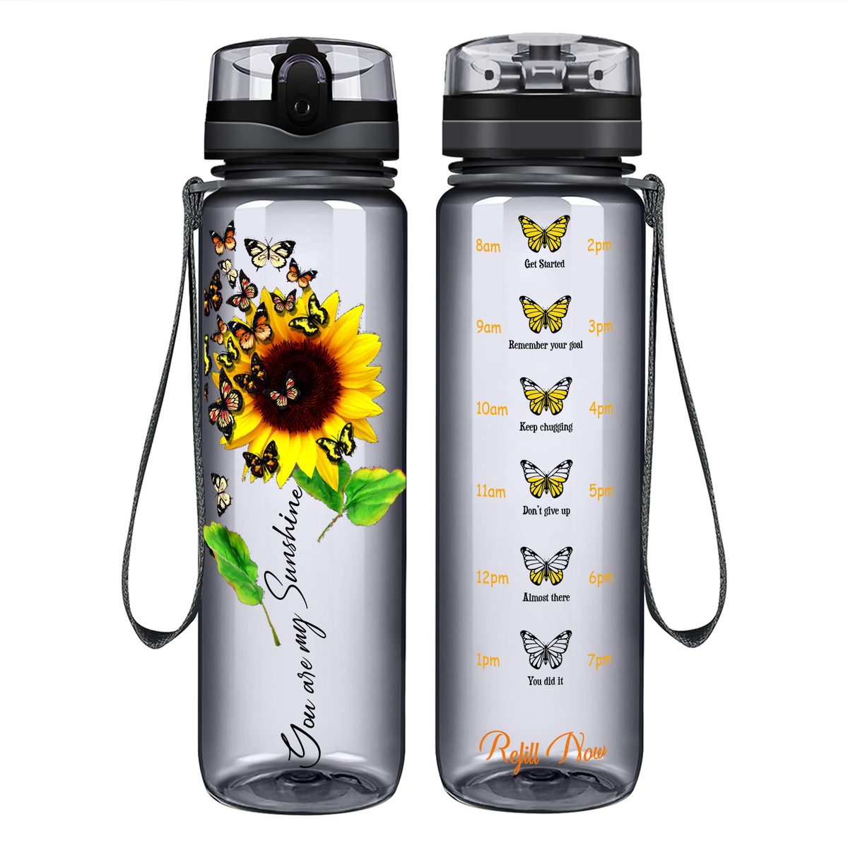 My Butterfly Sunshine Sunflower on 32 oz Motivational Tracking Water Bottle