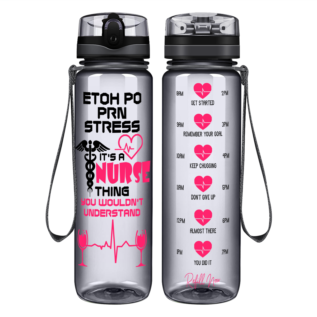 ETOH PO PRN Stress It’s a Nurse Thing on 32oz Motivational Tracking Water Bottle