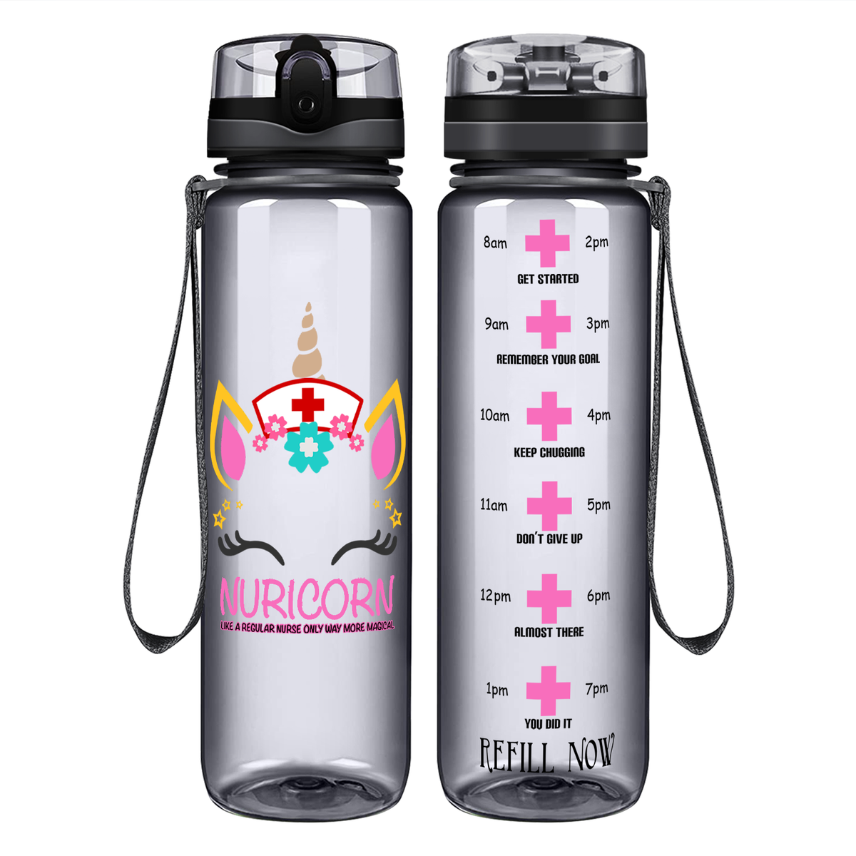 Nuricorn Face on 32oz Motivational Nurse Water Bottle