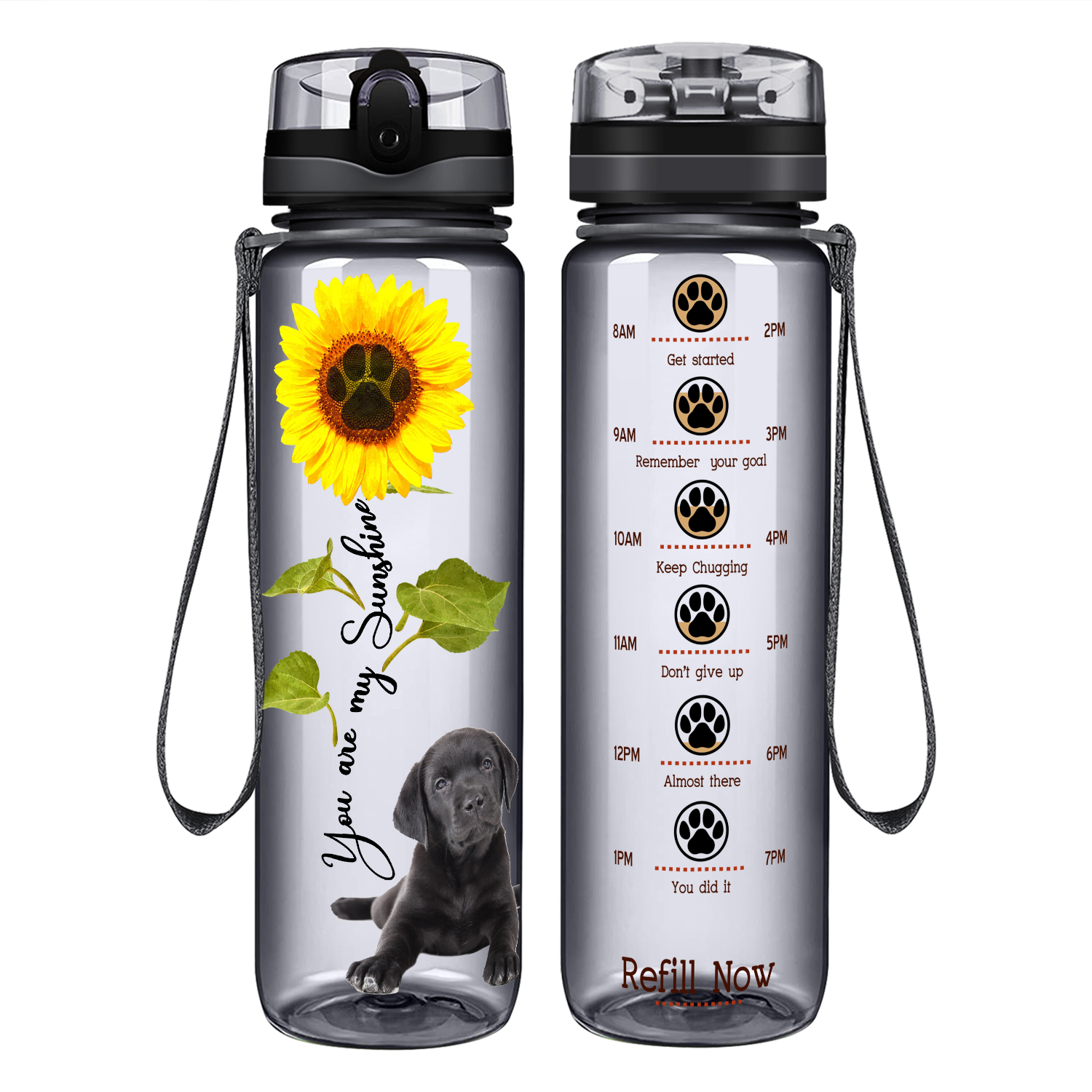 Labrador Puppy You are my SunShine on 32 oz Motivational Tracking Water Bottle