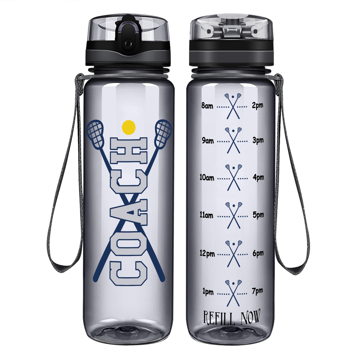 Lacrosse Coach on 32 oz Motivational Tracking Water Bottle
