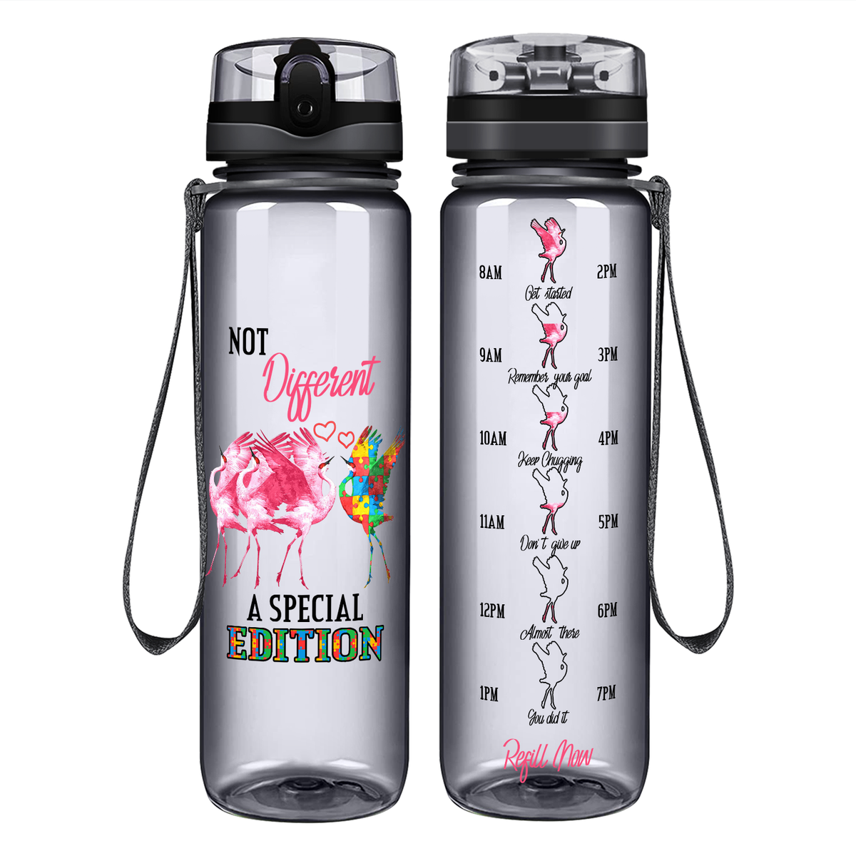 Not Different A Special Edition Autism on 32 oz Motivational Tracking Water Bottle