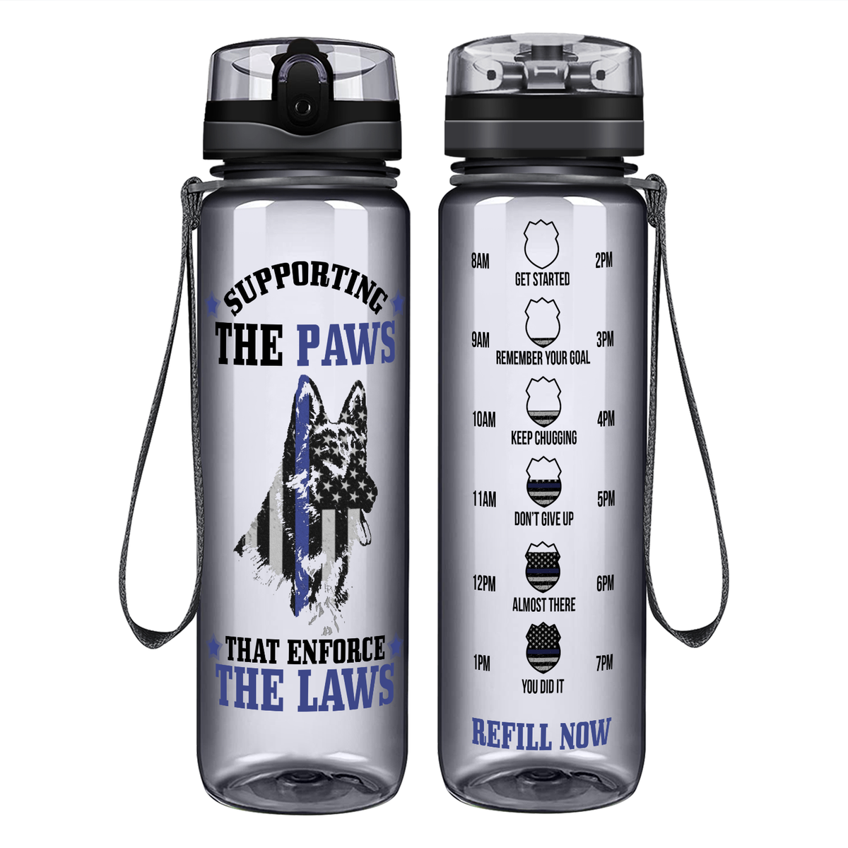 Supporting the Paws on 32 oz Motivational Tracking Water Bottle