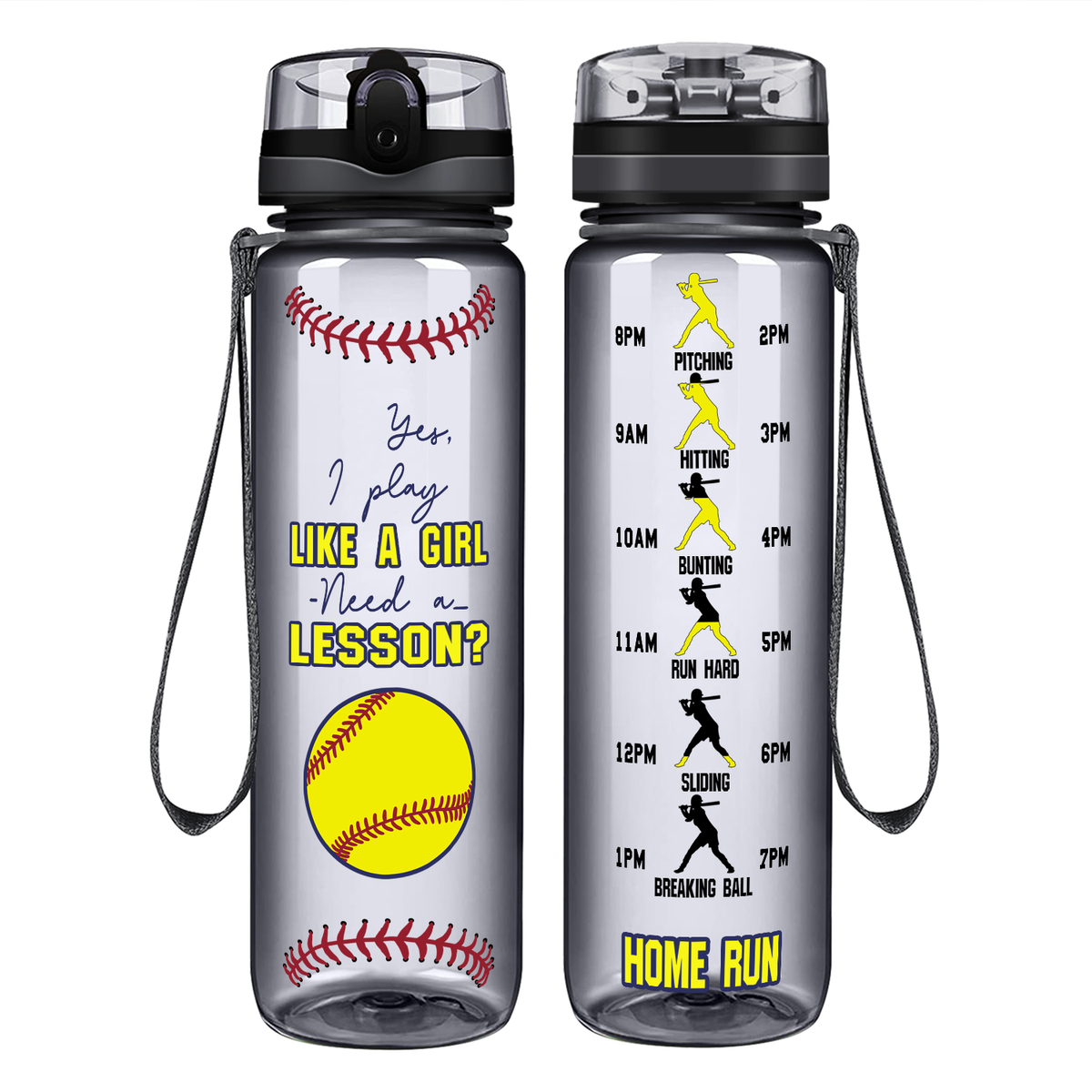 Yes, I Play Like a Girl on 32 oz Motivational Tracking Water Bottle