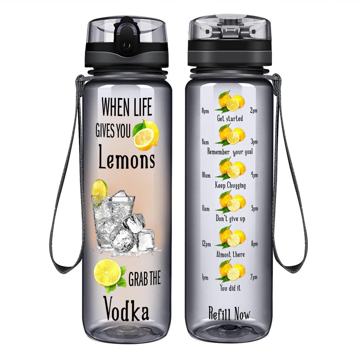 Grab the Vodka on 32 oz Motivational Tracking Water Bottle