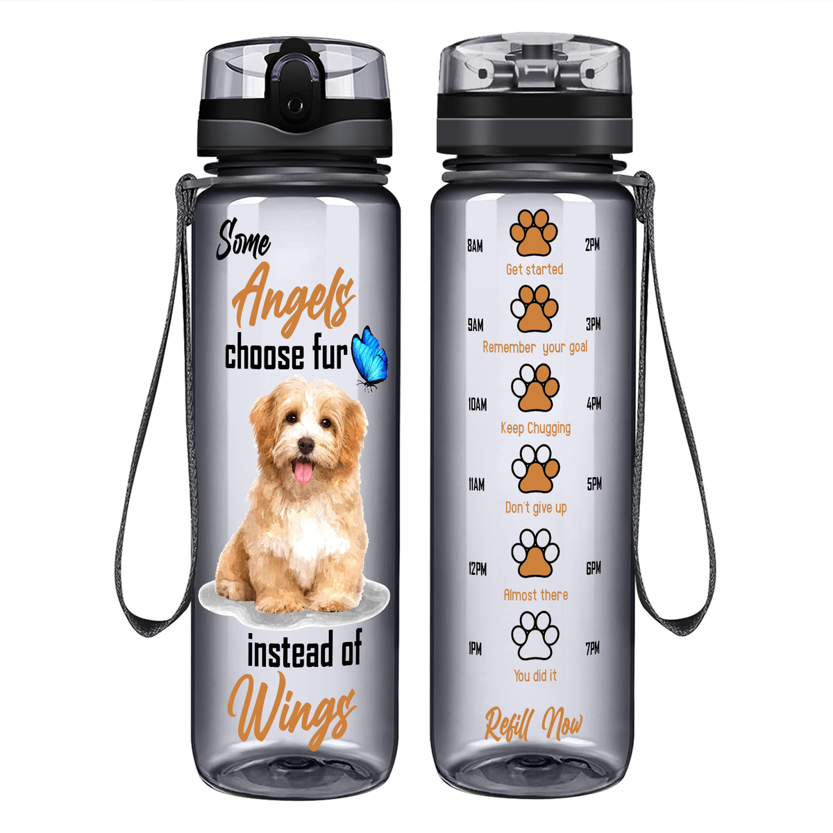 Some Angels Choose Fur Instead of Wings Golden Retriever on 32 oz Motivational Tracking Water Bottle