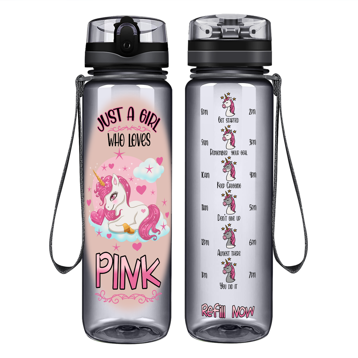 Just A Girl Who Loves Pink on 32 oz Motivational Tracking Water Bottle