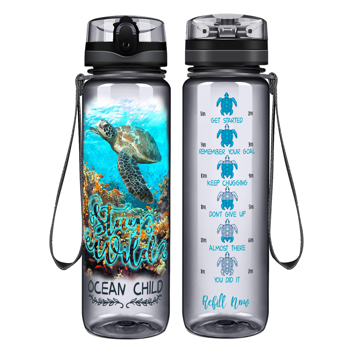 Stay Wild Ocean Child on 32 oz Motivational Tracking Water Bottle