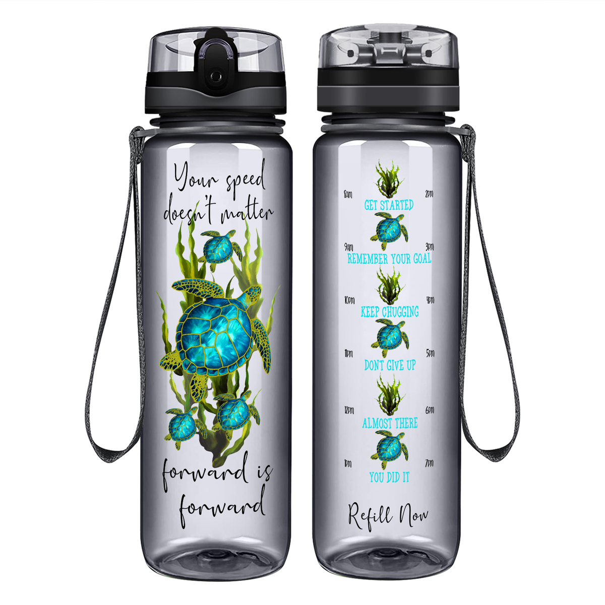 Your Speed Doesn't Matter Forward Is Forward on 32 oz Motivational Tracking Water Bottle