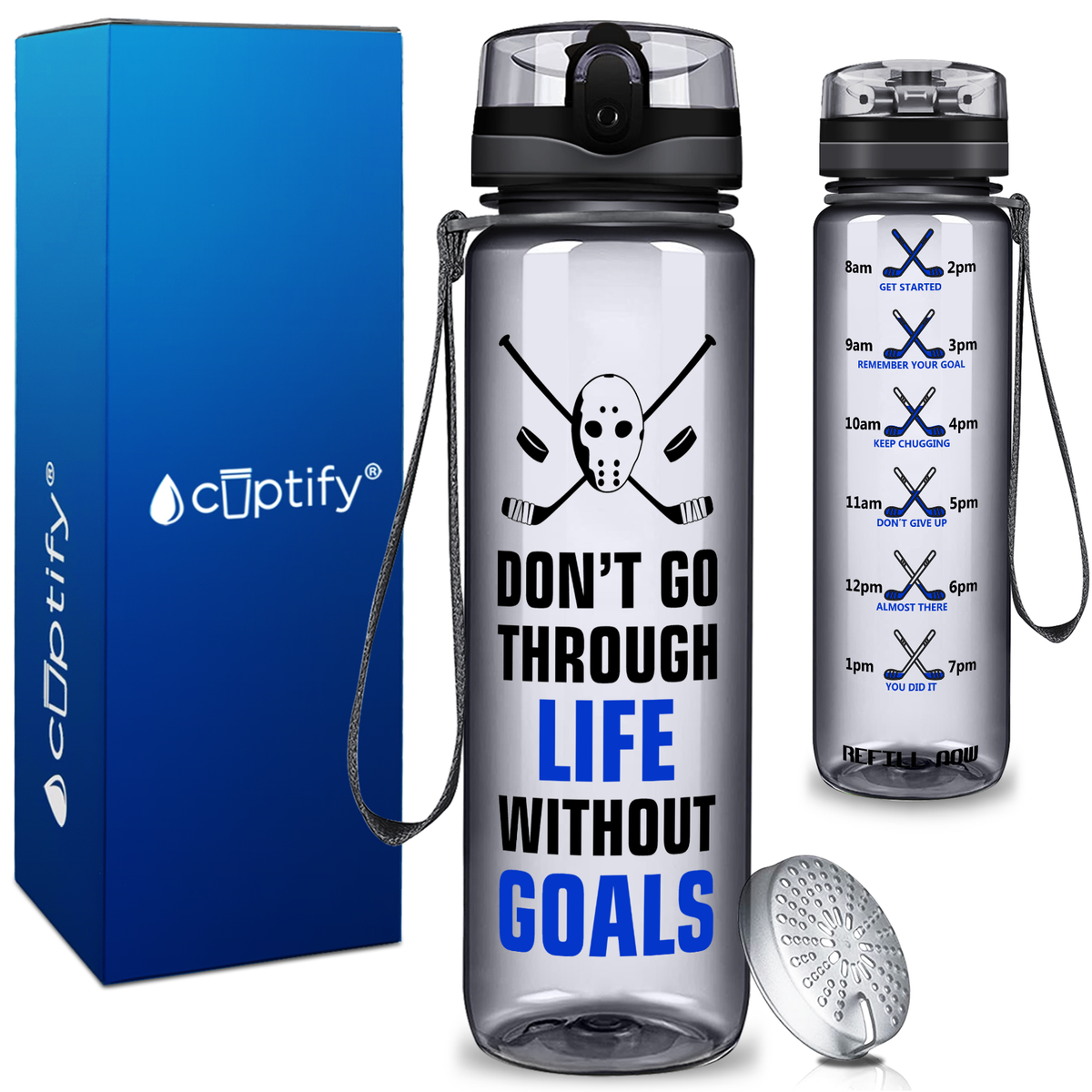 Personalized Dont Go Through Life on 32 oz Motivational Tracking Water Bottle