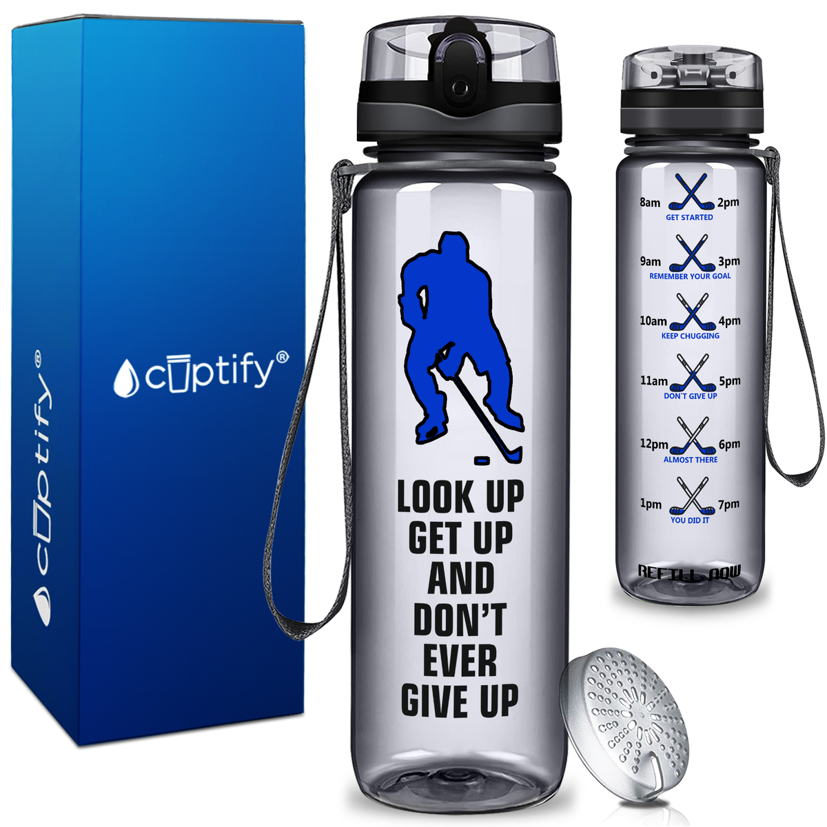 Personalized Look up Get Up on 32 oz Motivational Tracking Water Bottle