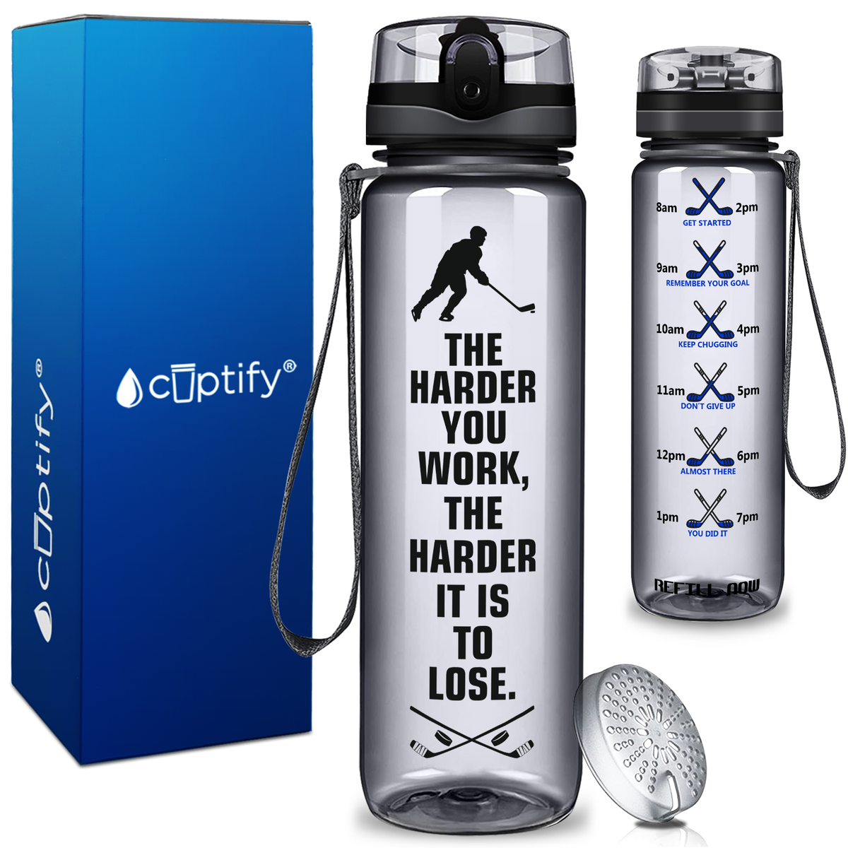 Personalized The Harder You Work on 32 oz Motivational Tracking Water Bottle