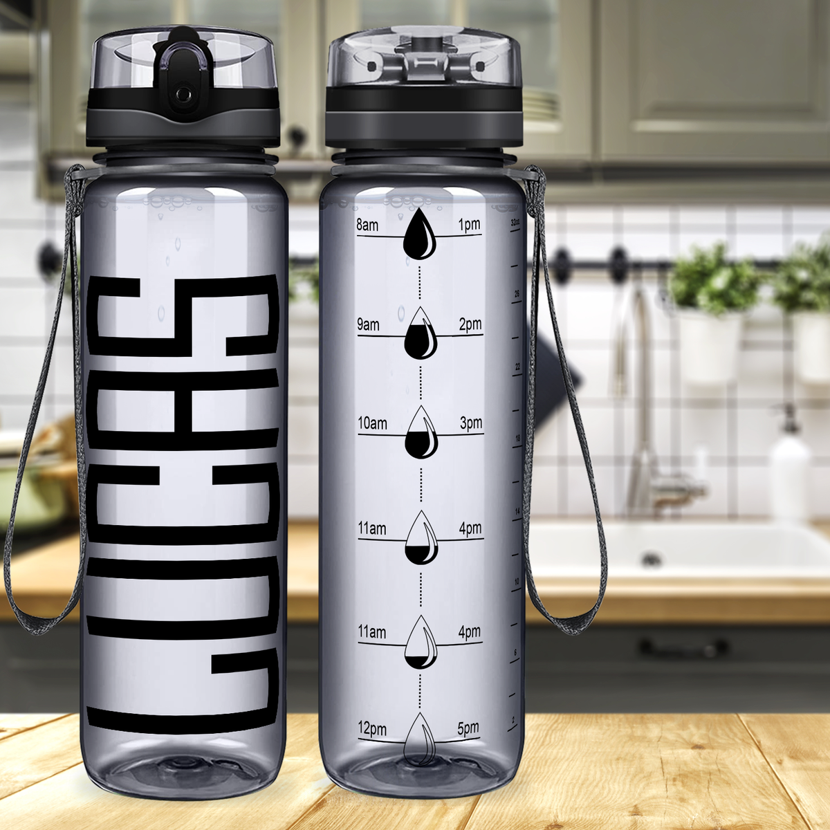 Kids Personalized on Smoke 32 oz Motivational Tracking Water Bottle