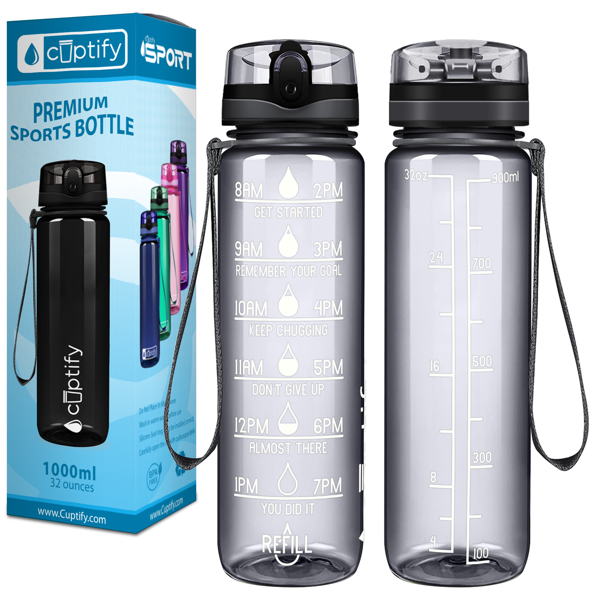 Cuptify Smoke Gloss 32 oz Motivational Water Bottle