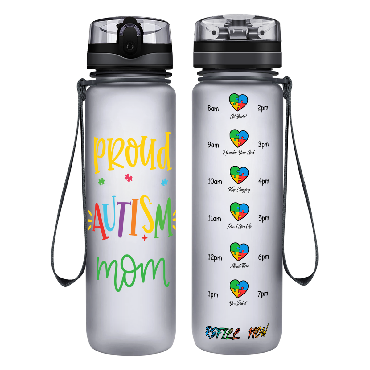 Proud Autism Mom on 32 oz Motivational Tracking Water Bottle