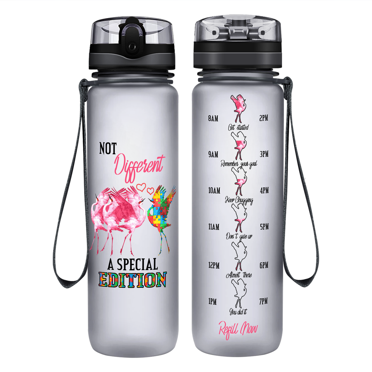 Not Different A Special Edition Autism on 32 oz Motivational Tracking Water Bottle