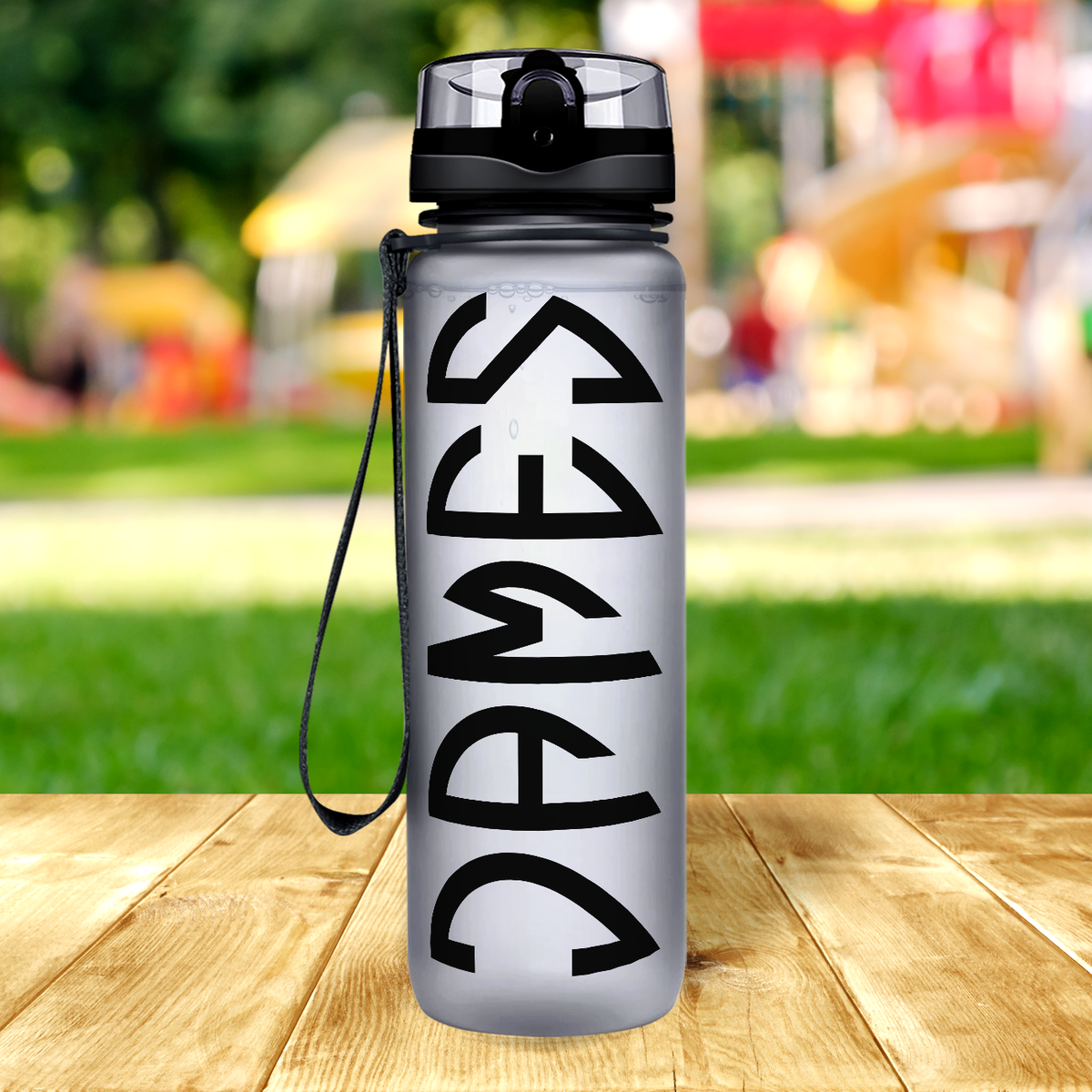 Kids Personalized on Smoke Frosted 32 oz Motivational Tracking Water Bottle