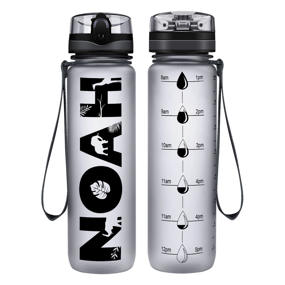 Cuptify Kids Personalized on Smoke Frosted Motivational Tracking Water Bottle