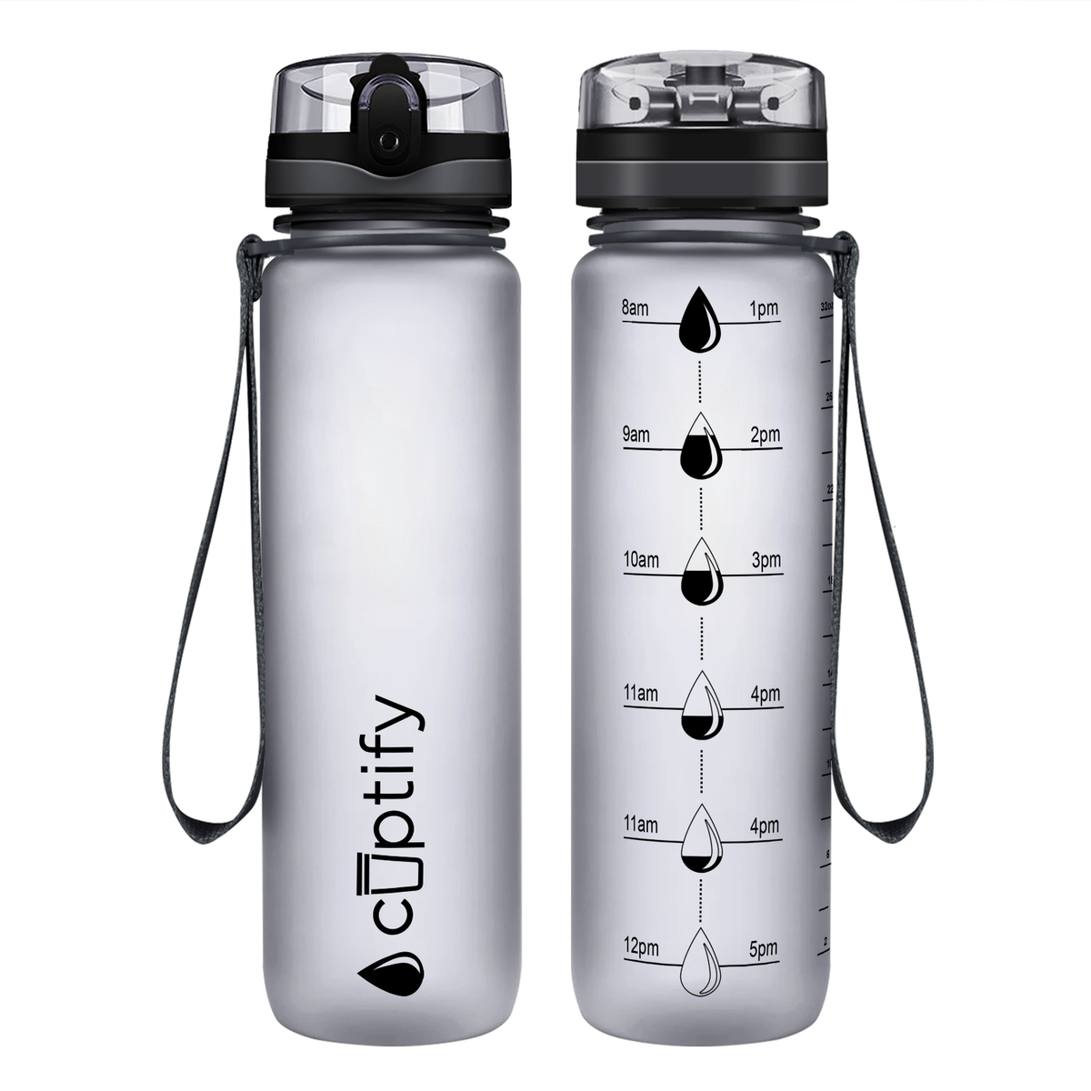 Cuptify Smoke Frosted Hydration Tracker Water Bottle
