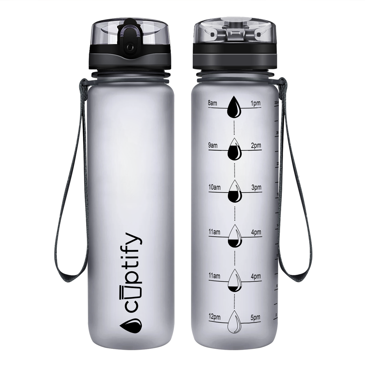 Cuptify Smoke Frosted Hydration Tracker Water Bottle