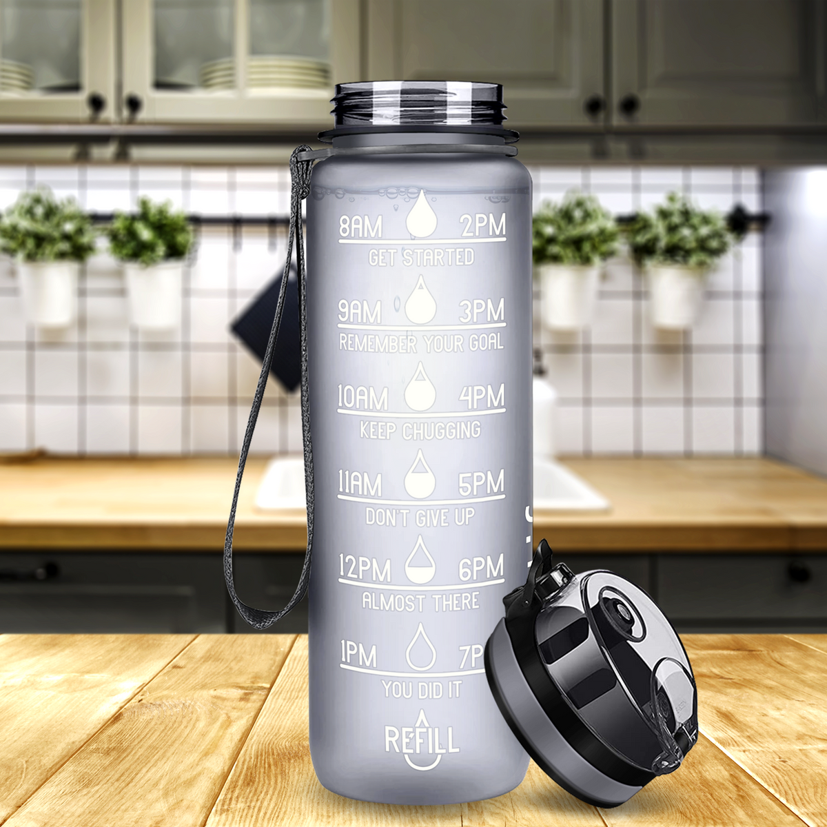 Cuptify Smoke Frosted 32 oz Motivational Water Bottle
