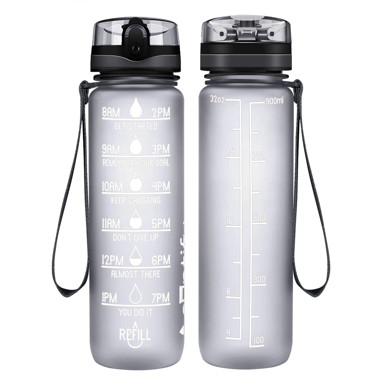 Cuptify Smoke Frosted Motivational Water Bottle