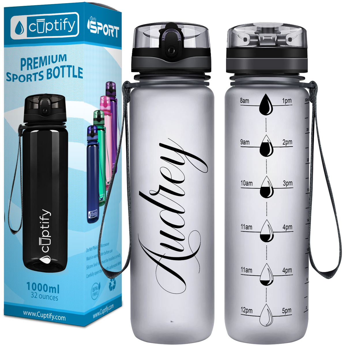 Personalized Smoke Frosted 32 oz Water Bottle