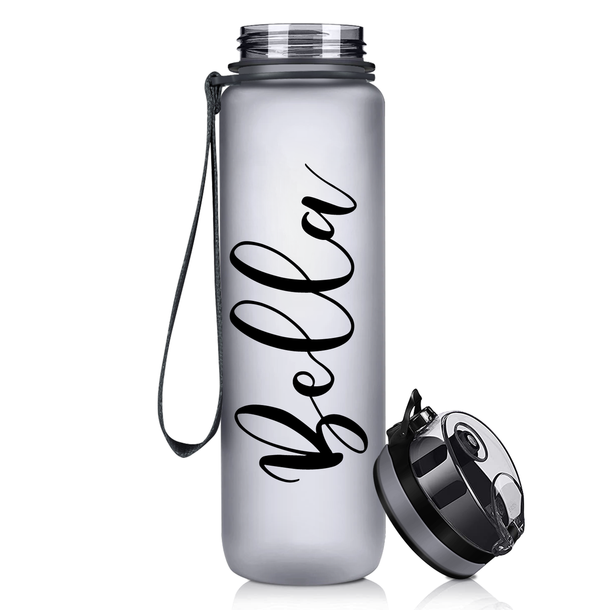 Smoke Frosted 32 oz Personalized Motivational Tracking Water Bottle